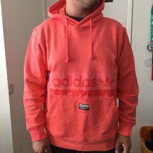 ADIDAS Men's Vibrant Hoodie Sweatshirt Pullover Logo Long Sleeve Pocket Orange M